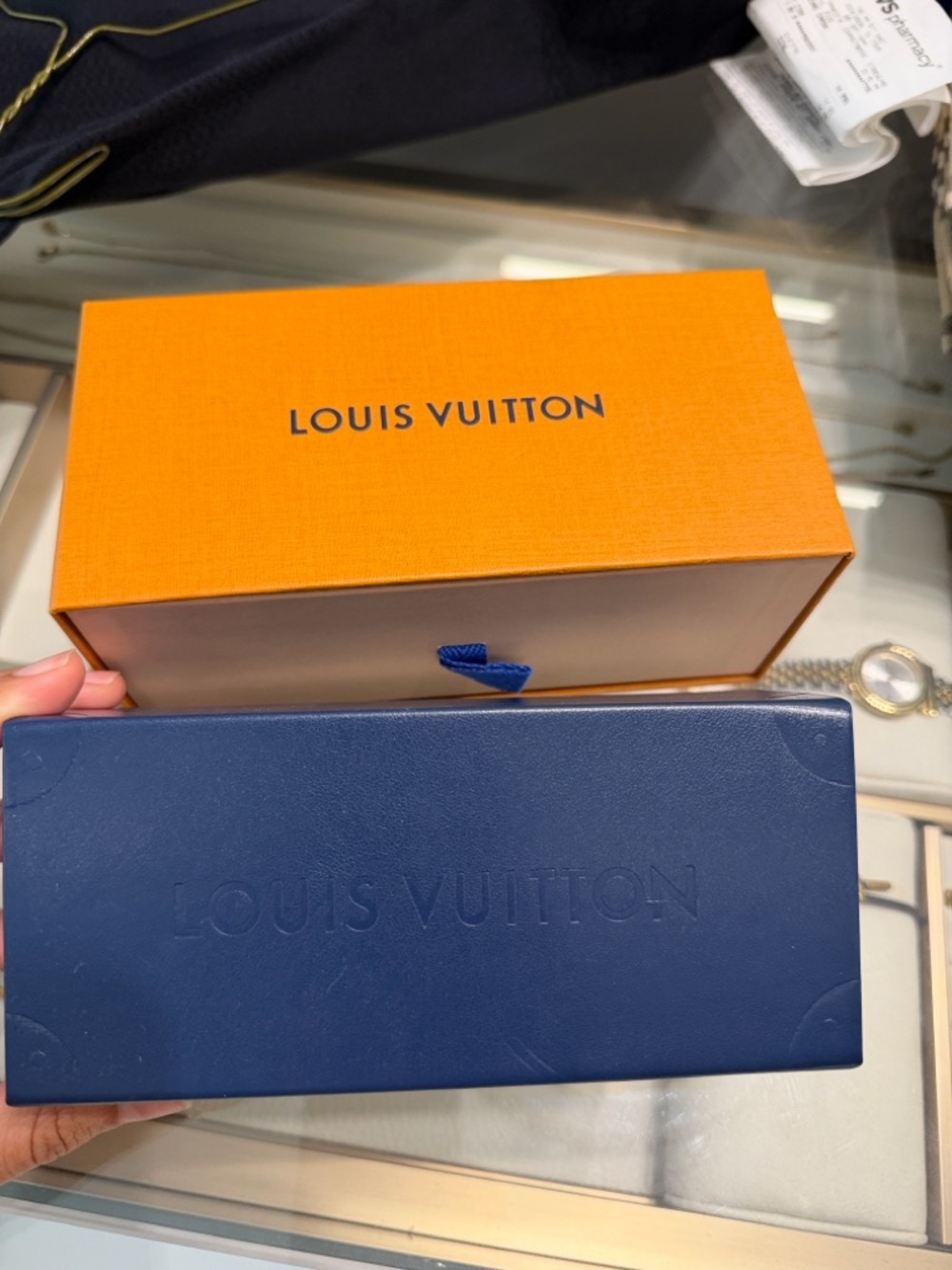 Louis Vuitton Navy Blue Eyewear Case with Orange Box - Picture 2 of 5